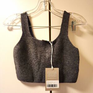 Everlane Wool Cozy Cropped Sweater Knit Tank Square Neck Charcoal S Nwt Fall